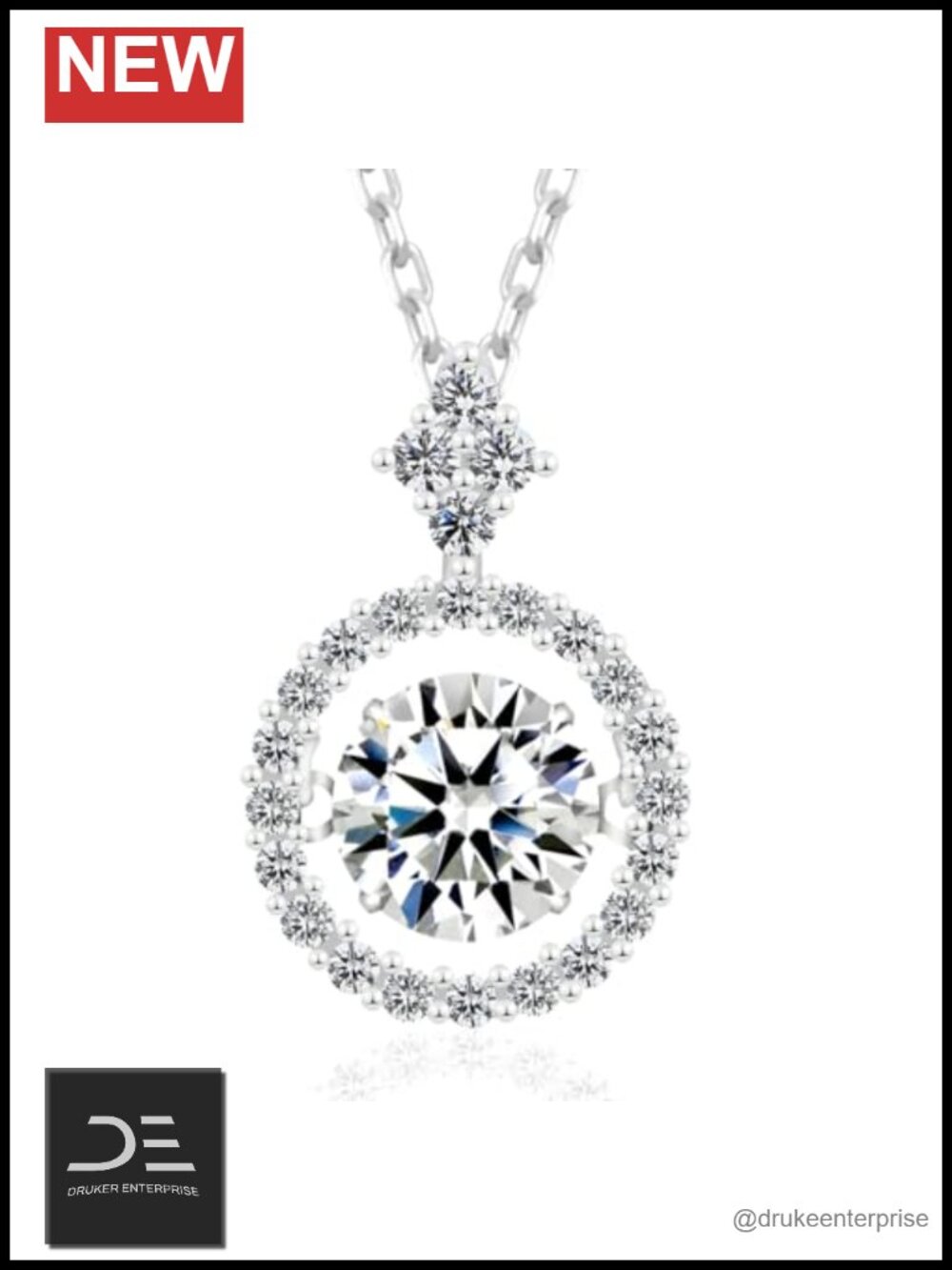 18K Gold Vermeil Moissanite Pendant Necklace 925 Sterling Silver